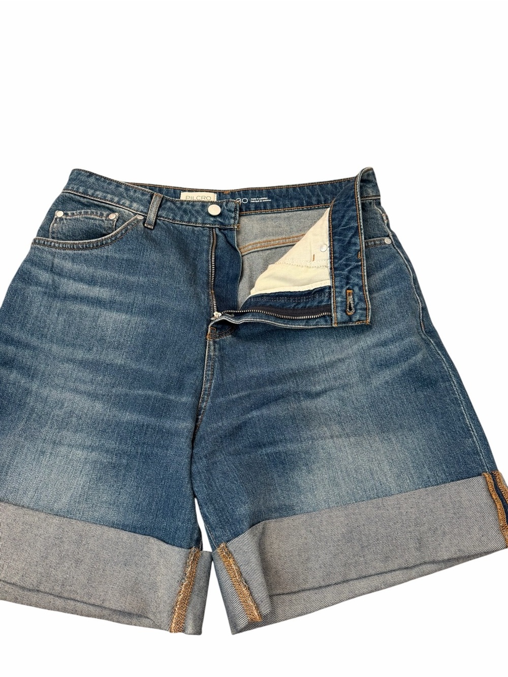 Pilcro Anthropologie The Austyn Blue Denim High-Rise Cuffed Jean Shorts Size 30 - Picture 4 of 8
